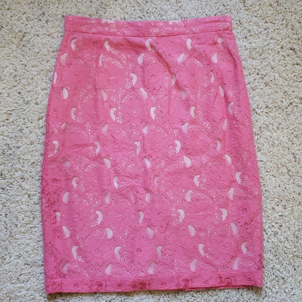 H&M Conscious Collection Pink Lace Pencil Skirt